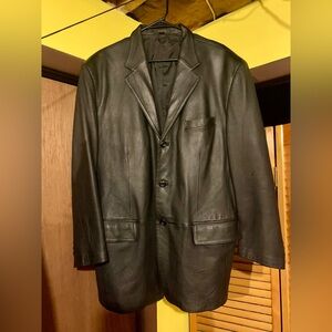 J. Ferrar Mens Black Leather Blazer
